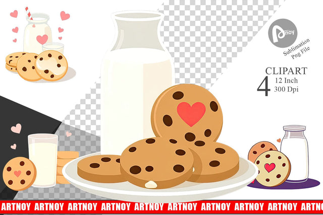 Milk Cookies Clipart Sublimation artnoy 