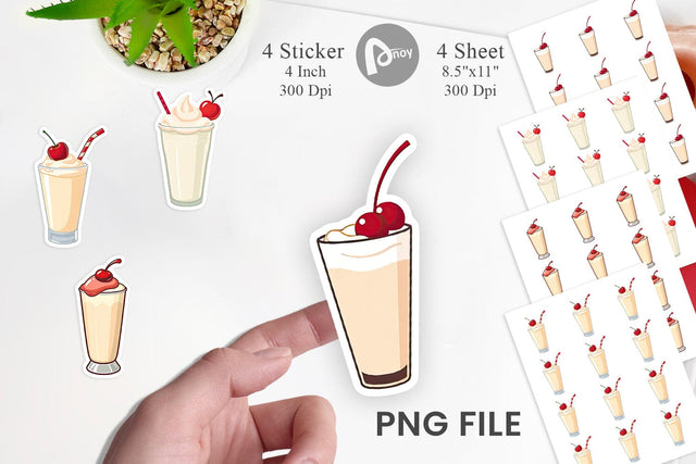 Milkshake with Cherry Sticker Sublimation artnoy 