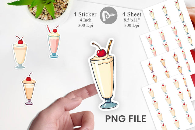 Milkshake with Cherry Sticker Sublimation artnoy 