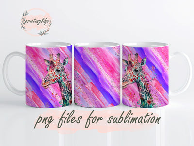 Milky Way Paper Flower Giraffe Mug Wrap Design, Instant Digital Design Download Mug Wrap Design, Mug Design PNG Sublimation PrintingLife 