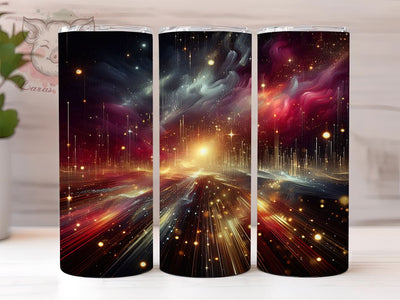 Milky Way Tumbler, Sparkly Space Design, Maroon and Yellow Tumbler, 20oz Tumbler Wrap, Sublimation Design, Abstract Space Art, Galaxy Tumbler, Cosmic Tumbler Wrap Sublimation Lara' s Designs 