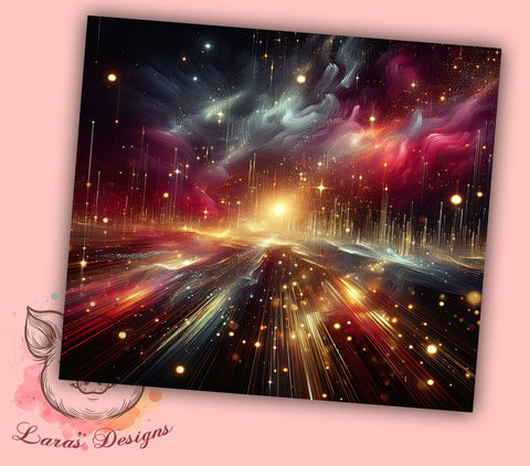 Milky Way Tumbler, Sparkly Space Design, Maroon and Yellow Tumbler, 20oz Tumbler Wrap, Sublimation Design, Abstract Space Art, Galaxy Tumbler, Cosmic Tumbler Wrap Sublimation Lara' s Designs 