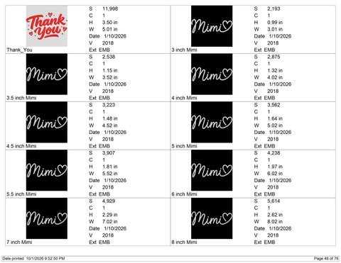 Mimi Embroidery Design – Elegant Mimi Script with Heart Grandma Name Machine Embroidery File Embroidery/Applique DESIGNS PatternFeed8 