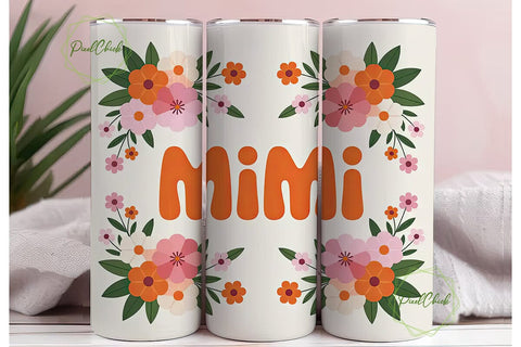 Mimi Floral Tumbler Wrap PNG Sublimation PixelChick 