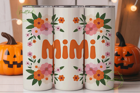 Mimi Floral Tumbler Wrap PNG Sublimation PixelChick 