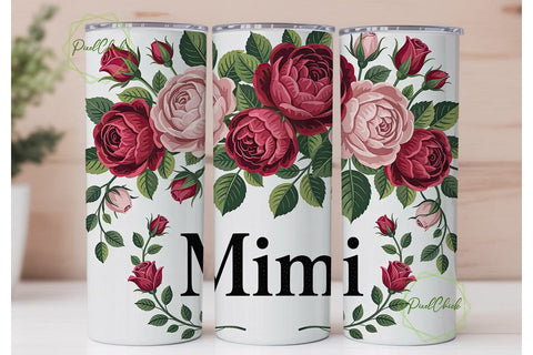 Mimi Rose Tumbler Wrap PNG Sublimation PixelChick 