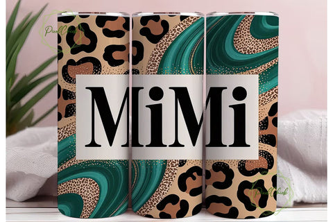 Mimi Teal Leopard 20oz Tumbler Wrap Sublimation PixelChick 