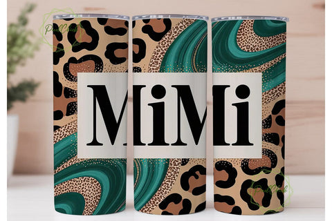 Mimi Teal Leopard 20oz Tumbler Wrap Sublimation PixelChick 