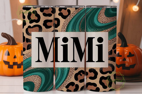 Mimi Teal Leopard 20oz Tumbler Wrap Sublimation PixelChick 