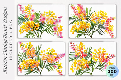 Mimosa flowers Cutting Board PNG Design Sublimation Regulrcrative 