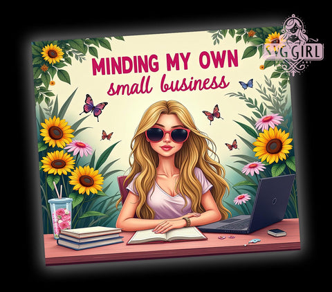 Minding My Own Business, 20oz Tumbler Wrap, Sublimation PNG, Tumbler Design, Floral Tumbler, Custom Tumbler Wrap, Digital Download Sublimation SvggirlplusArt 