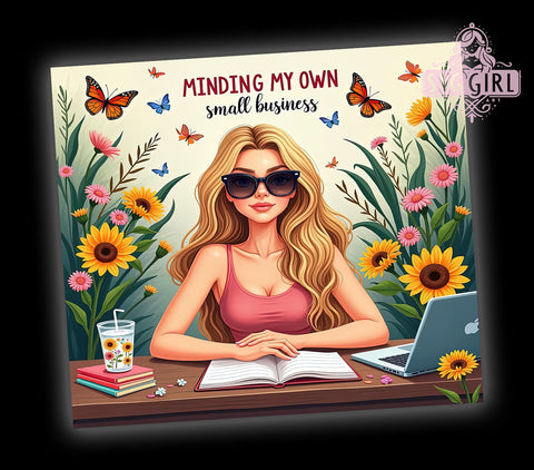 Minding My Own Business, 20oz Tumbler Wrap, Sublimation PNG, Tumbler Design, Floral Tumbler, Custom Tumbler Wrap, Digital Download Sublimation SvggirlplusArt 