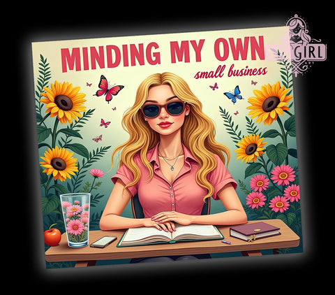 Minding My Own Business, 20oz Tumbler Wrap, Sublimation PNG, Tumbler Design, Floral Tumbler, Custom Tumbler Wrap, Digital Download Sublimation SvggirlplusArt 