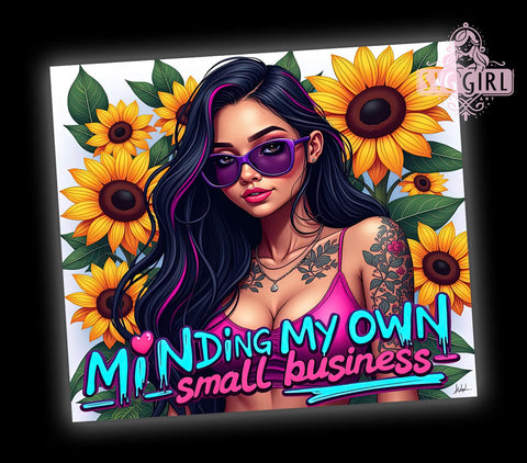 Minding My Own Business, 20oz Tumbler Wrap, Sublimation PNG, Tumbler Design, Floral Tumbler, Custom Tumbler Wrap, Digital Download Sublimation SvggirlplusArt 