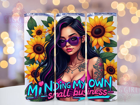 Minding My Own Business, 20oz Tumbler Wrap, Sublimation PNG, Tumbler Design, Floral Tumbler, Custom Tumbler Wrap, Digital Download Sublimation SvggirlplusArt 
