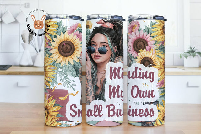 Minding My Own Small Business 20oz Skinny Sublimation Tumbler Design, Floral Woman Sublimation Png, Sarcastic Tumbler Png Downloads Sublimation Rabbitmakies 