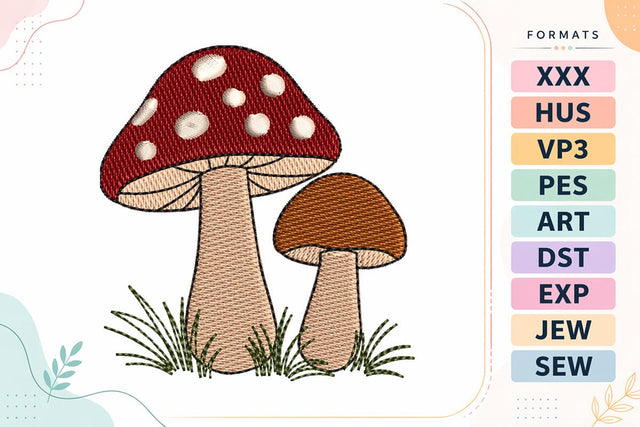 Mini Autumn Woodland Mushrooms Machine Embroidery Design Embroidery/Applique DESIGNS sg embroidery 