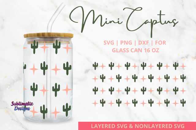 Mini Captus Glass Can Wrap 16oz SVG | PNG Sublimation SVG Sublimatiz Designs 