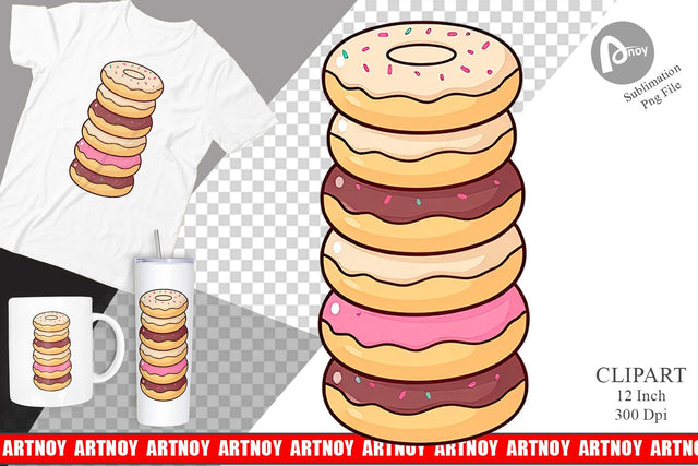 Mini Donut Stack Clipart Sublimation artnoy 