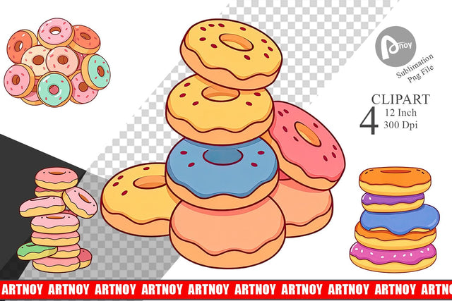 Mini Donut Stack Clipart Sublimation artnoy 