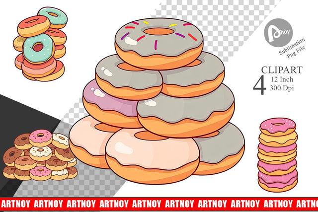 Mini Donut Stack Clipart Sublimation artnoy 