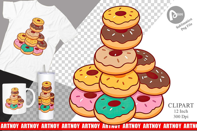 Mini Donut Stack Clipart Sublimation artnoy 