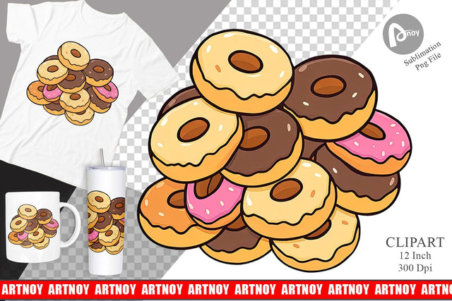 Mini Donut Stack Clipart Sublimation artnoy 