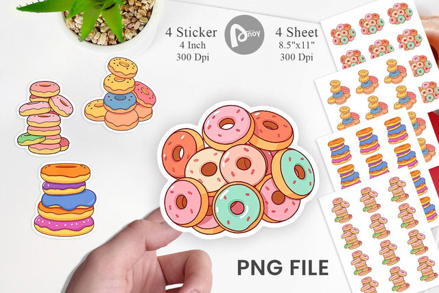 Mini Donut Stack Sticker Sublimation artnoy 