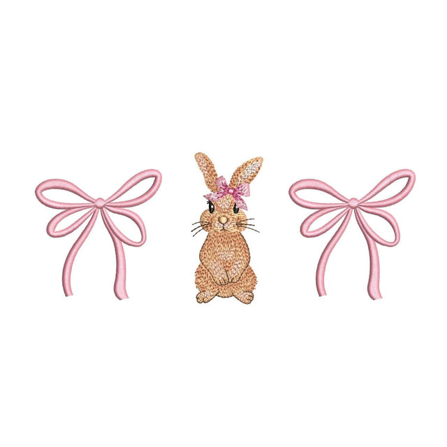 Mini Easter Bunny and Bow Embroidery Design, 4 sizes, Instant Download Embroidery/Applique DESIGNS Nino Nadaraia 