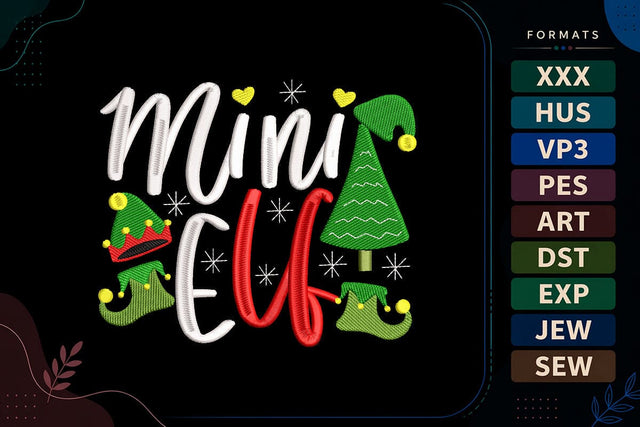 Mini Elf Christmas Typography Embroidery Design Embroidery/Applique DESIGNS sg embroidery 