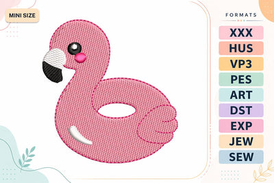 Mini Flamingo Float Embroidery Design | Summer Pool Party Embroidery/Applique DESIGNS sg embroidery 