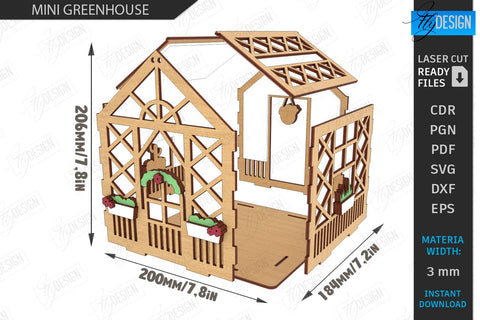 Mini Greenhouse Laser Cut Bundle | Terrarium | Flower Box | Digital Download | Greenhouse Box | Vector File Laser Cut | Greenhouse Indoor | Miniature Home Décor | Lantern and Plant Display | Terrarium House SVG | Mini Garden SVG | Home Decor | CNC Files SVG Fly Design 