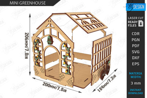 Mini Greenhouse Laser Cut Bundle | Terrarium | Flower Box | Digital Download | Greenhouse Box | Vector File Laser Cut | Greenhouse Indoor | Miniature Home Décor | Lantern and Plant Display | Terrarium House SVG | Mini Garden SVG | Home Decor | CNC Files SVG Fly Design 