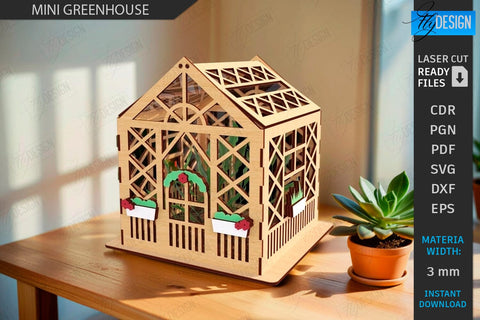 Mini Greenhouse Laser Cut Bundle | Terrarium | Flower Box | Digital Download | Greenhouse Box | Vector File Laser Cut | Greenhouse Indoor | Miniature Home Décor | Lantern and Plant Display | Terrarium House SVG | Mini Garden SVG | Home Decor | CNC Files SVG Fly Design 