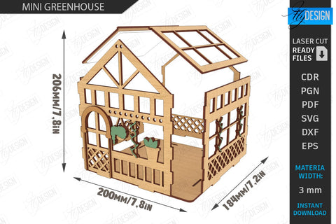 Mini Greenhouse Laser Cut Bundle | Terrarium | Flower Box | Digital Download | Greenhouse Box | Vector File Laser Cut | Greenhouse Indoor | Miniature Home Décor | Lantern and Plant Display | Terrarium House SVG | Mini Garden SVG | Home Decor | CNC Files SVG Fly Design 