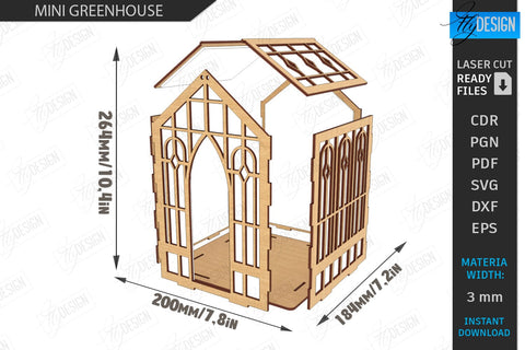 Mini Greenhouse Laser Cut Bundle | Terrarium | Flower Box | Digital Download | Greenhouse Box | Vector File Laser Cut | Greenhouse Indoor | Miniature Home Décor | Lantern and Plant Display | Terrarium House SVG | Mini Garden SVG | Home Decor | CNC Files SVG Fly Design 