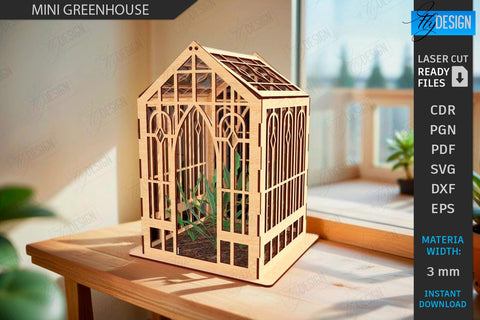 Mini Greenhouse Laser Cut Bundle | Terrarium | Flower Box | Digital Download | Greenhouse Box | Vector File Laser Cut | Greenhouse Indoor | Miniature Home Décor | Lantern and Plant Display | Terrarium House SVG | Mini Garden SVG | Home Decor | CNC Files SVG Fly Design 
