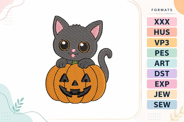 Mini Halloween Cat with Pumpkin Machine Embroidery Design Embroidery/Applique DESIGNS sg embroidery 