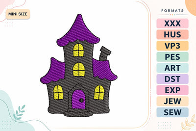 Mini Halloween Haunted House Embroidery Design Embroidery/Applique DESIGNS sg embroidery 