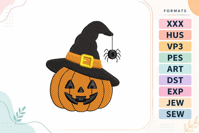 Mini Halloween Pumpkin with Witch Hat Embroidery Design Embroidery/Applique DESIGNS sg embroidery 