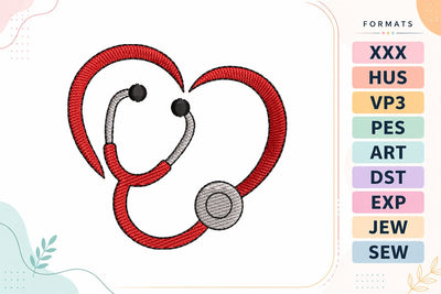 Mini Heart Stethoscope Embroidery Design Embroidery/Applique DESIGNS sg embroidery 