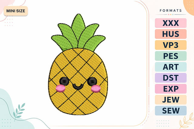 Mini Pineapple Embroidery Design | Cute Tropical Summer Fruit Embroidery/Applique DESIGNS sg embroidery 