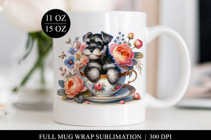 Mini Schnauzer Teacup Mug Design, Full Wrap Sublimation Sublimation BijouBay 