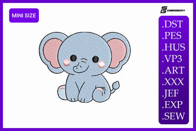 Mini Size Baby Elephant Machine Embroidery Design Embroidery/Applique DESIGNS sg embroidery 