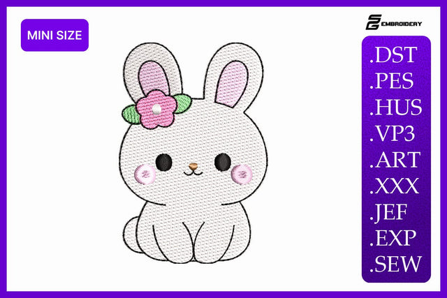 Mini Size Bunny with Flower Machine Embroidery Design Embroidery/Applique DESIGNS sg embroidery 