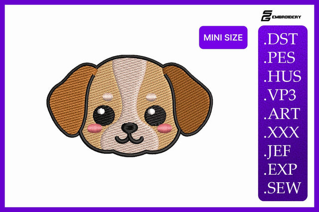 Mini Size Puppy Dog Face Cute Kawaii Pet Machine Embroidery Design Embroidery/Applique DESIGNS sg embroidery 