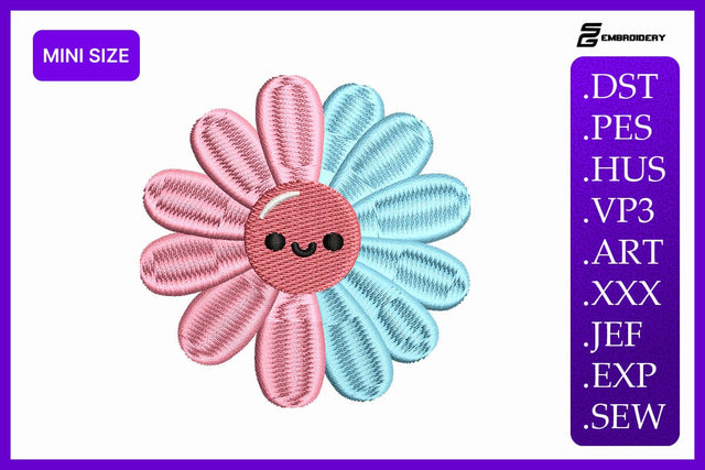 Mini Size Smiling Blue Flower Machine Embroidery Design Embroidery/Applique DESIGNS sg embroidery 