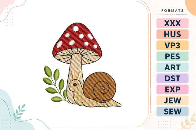 Mini Size Snail and Mushroom Machine Embroidery Design Embroidery/Applique DESIGNS sg embroidery 