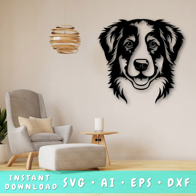 Miniature American Shepherd Laser SVG Cut File, Miniature American Shepherd Glowforge File, Miniature American Shepherd DXF, Miniature American Shepherd Wall Art SVG SVG HappyDesignStudio 