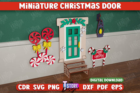 Miniature Christmas Door Bundle | Elf Door | Wall Décor | Mini Door and Window | CNC Files SVG The T Store Design 
